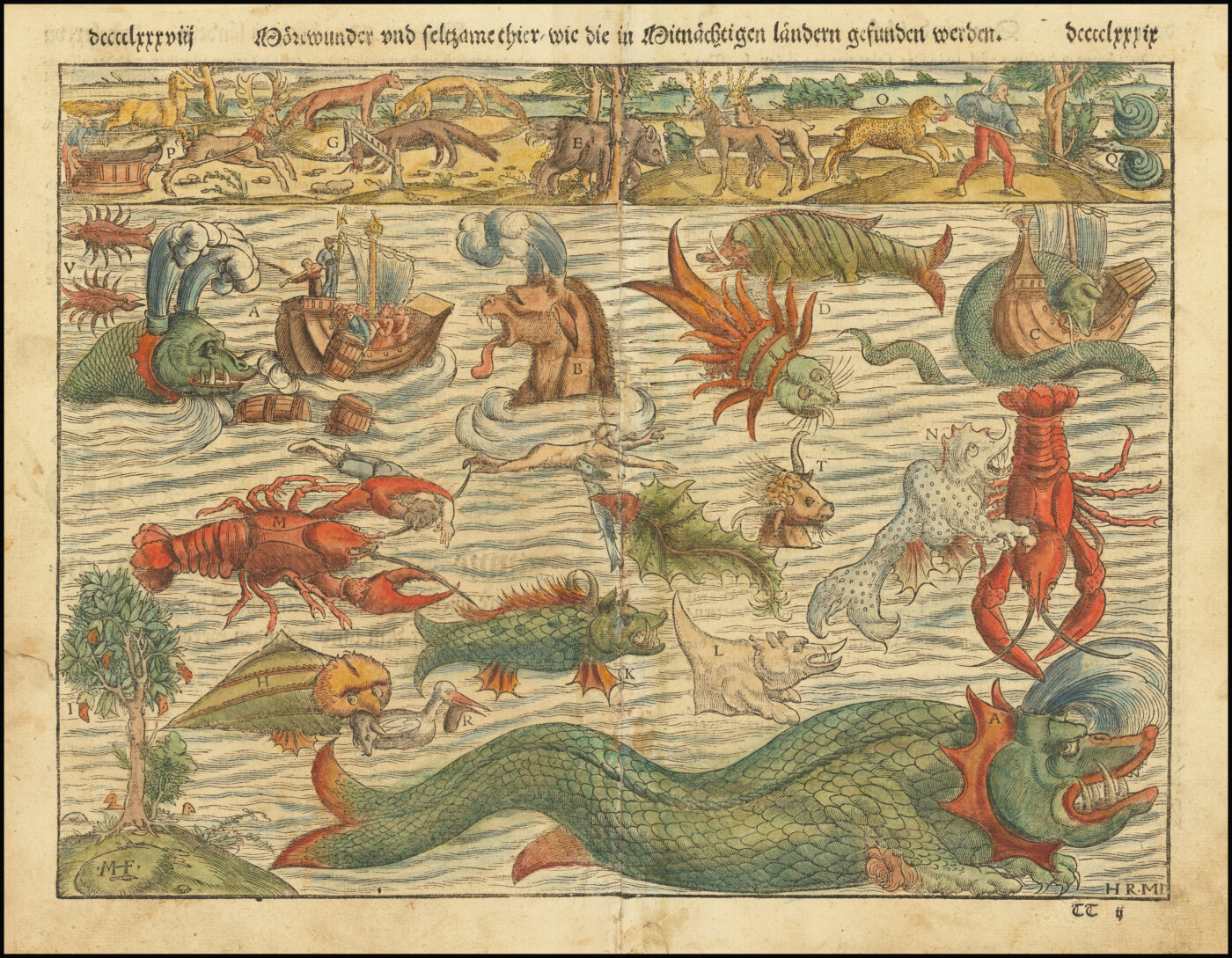 Sebastian Münster, 1570 edition of the Chart of Sea Monsters